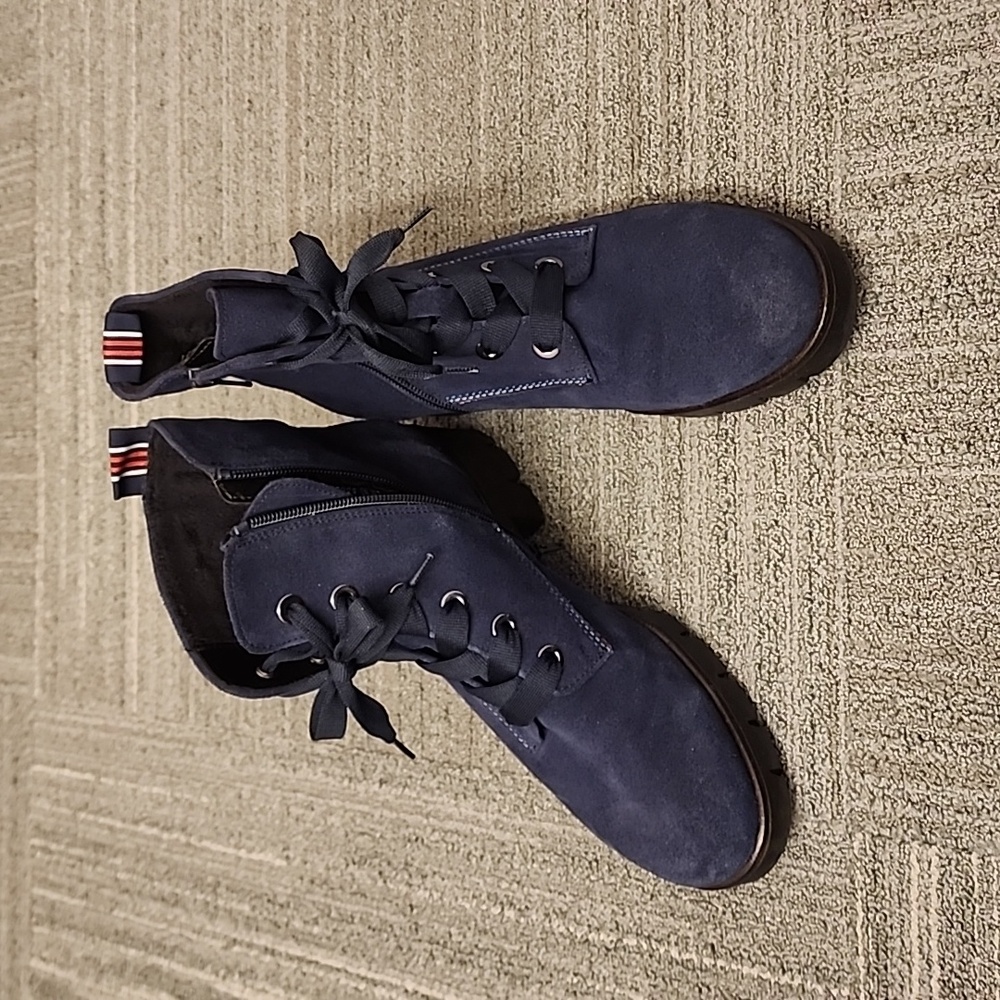 Lug Sole Army Boot GABOR BLUE suede boots!!! - Picture 2 of 7